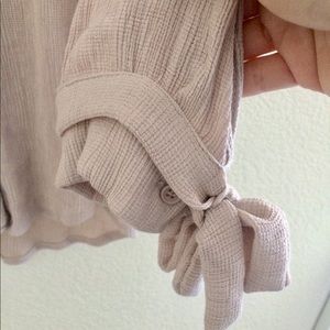 Bow Tied Sleeves Button Down Shirt